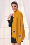 Shop_Taroob_Yellow Embroidered Evil Eye Stole_at_Aza_Fashions