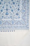 Taroob_White Embroidered Paisley Kashmiri Stole _Online_at_Aza_Fashions