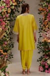 Preeti S Kapoor_Yellow Chanderi Embellished Sequin Key Hole Gota Neck Short Kurta Set _Online_at_Aza_Fashions