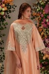 Buy_Preeti S Kapoor_Peach Chanderi Embellished Gota Key Hole Yoke Flared Kurta Salwar Set_Online_at_Aza_Fashions