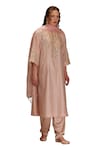 Buy_Preeti S Kapoor_Pink Chanderi Embellished Gota Notched A-line Kurta Salwar Set_Online_at_Aza_Fashions