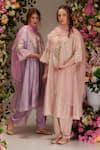 Buy_Preeti S Kapoor_Pink Chanderi Embellished Gota Notched A-line Kurta Salwar Set