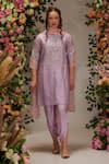 Buy_Preeti S Kapoor_Purple Chanderi Embellished Sequin Round Paisley Embroidery Kurta Dhoti Pant Set_Online_at_Aza_Fashions