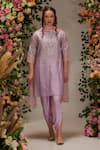 Buy_Preeti S Kapoor_Purple Chanderi Embellished Sequin Round Paisley Embroidery Kurta Dhoti Pant Set _Online_at_Aza_Fashions