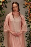 Shop_Preeti S Kapoor_Peach Chanderi Embellished Sequin Round Moti Kurta Pant Set_at_Aza_Fashions