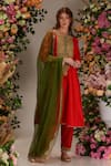Buy_Preeti S Kapoor_Orange Chanderi Embellished Gota Round Moti A-line Kurta Set_at_Aza_Fashions