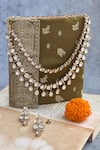 Buy_Prestones_White Imitation Diamonds Polki Embellished Layered Necklace Set _at_Aza_Fashions