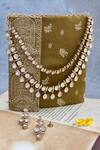 Shop_Prestones_White Imitation Diamonds Polki Embellished Layered Necklace Set _at_Aza_Fashions