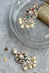 Buy_Prestones_Multi Color Navratna Pearl Embellished Danglers_at_Aza_Fashions