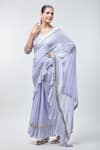 Buy_Samyukta Singhania_Purple Georgette Embroidered Beads Leaf Ruffle Saree _Online_at_Aza_Fashions