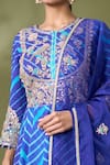 Samyukta Singhania_Blue Kurta And Dupatta Organza Printed Leheriya Embroidered Anarkali Sharara Set _at_Aza_Fashions