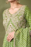 Samyukta Singhania_Green Georgette Printed Leheriya Round Gota Embroidered Anarkali Sharara Set _at_Aza_Fashions