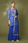 Buy_Samyukta Singhania_Blue Georgette, Net Gota Patti Bandhani Print Embroidered Kurta Sharara Set_Online_at_Aza_Fashions