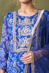 Shop_Samyukta Singhania_Blue Georgette, Net Gota Patti Bandhani Print Embroidered Kurta Sharara Set_Online_at_Aza_Fashions
