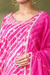 Shop_Samyukta Singhania_Pink Silk Embroidery Round Neck Flora Vine Leheriya Kurta Sharara Set_Online_at_Aza_Fashions