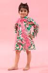 Buy_Kirti Agarwal - Pret N Couture_Pink Linen, Satin, Cotton Wave Print Dress _at_Aza_Fashions