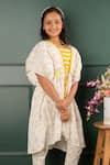 Kirti Agarwal - Pret N Couture_White Chanderi , Embroidery Bird Motif Kaftan Pant Set _Online_at_Aza_Fashions