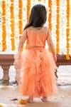 Shop_Kirti Agarwal - Pret N Couture_Orange Net, Satin, Cotton Pearls, Frilled Lehenga With Floral Cutwork Crop Top _at_Aza_Fashions