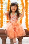 Kirti Agarwal - Pret N Couture_Orange Net, Satin, Cotton Pearls, Frilled Lehenga With Floral Cutwork Crop Top _at_Aza_Fashions