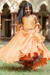 Buy_Kirti Agarwal - Pret N Couture_Orange Silk, Lace, Organza, Linen Lace, Sequins Embroidered Lehenga Set _at_Aza_Fashions