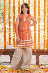 Kirti Agarwal - Pret N Couture_Orange Tissue, Cotton Cut Work, Gota Patti, Embroidery Kurta And Palazzo Set _Online_at_Aza_Fashions