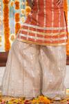 Buy_Kirti Agarwal - Pret N Couture_Orange Tissue, Cotton Cut Work, Gota Patti, Embroidery Kurta And Palazzo Set _Online_at_Aza_Fashions