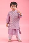 Buy_Kirti Agarwal - Pret N Couture_Purple Silk Embroidered Floral Kurta Set With Nehru Jacket _at_Aza_Fashions