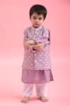 Kirti Agarwal - Pret N Couture_Purple Silk Embroidered Floral Kurta Set With Nehru Jacket _Online_at_Aza_Fashions