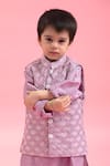 Shop_Kirti Agarwal - Pret N Couture_Purple Silk Embroidered Floral Kurta Set With Nehru Jacket _Online_at_Aza_Fashions