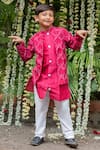 Buy_Kirti Agarwal - Pret N Couture_Maroon Chanderi Silk Embroidered Floral Kurta And Pyjama Set_at_Aza_Fashions