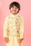Buy_Kirti Agarwal - Pret N Couture_Yellow Pure Chanderi Silk Embroidered Floral Kurta And Pyjama Set_Online_at_Aza_Fashions