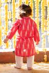 Shop_Kirti Agarwal - Pret N Couture_Red , Satin Mirrors Ikat Print Kurta And Pyjama Set_at_Aza_Fashions