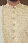 Shop_Aryavir Malhotra_Yellow Sherwani Pure Silk Hand Embroidered Sequin Bead Set_Online_at_Aza_Fashions