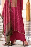 Buy_Label Varsha_Red Kurta Viscose Dola Silk Printed Ajrakh Round Embroidered Pant Set _Online_at_Aza_Fashions