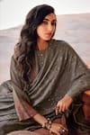 Label Varsha_Grey Kurta Viscose Woven Dola Silk Printed Floral Round Pattern Pant Set_at_Aza_Fashions