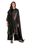 Buy_Label Varsha_Black Kurta Viscose Woven Dola Silk Printed Floral Round Pant Set_Online_at_Aza_Fashions