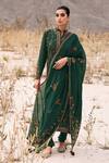 Buy_Label Varsha_Green Kurta And Dupatta Viscose Organza Printed Floral Sequin Bloom Work & Set _at_Aza_Fashions