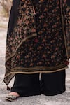 Label Varsha_Black Kurta And Dupatta Viscose Organza Printed Floral & Embroidered Pant Set _Online_at_Aza_Fashions