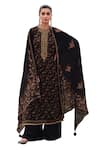 Buy_Label Varsha_Black Kurta And Dupatta Viscose Organza Printed Floral & Embroidered Pant Set _Online_at_Aza_Fashions