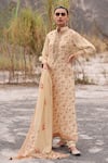 Buy_Label Varsha_Ivory Kurta And Dupatta Viscose Organza Printed Floral Embroidered & Pant Set _at_Aza_Fashions