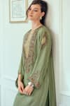 Label Varsha_Green Kurta Modal Satin Printed Floral Round Set _at_Aza_Fashions