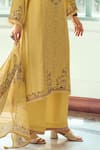 Shop_Label Varsha_Yellow Kurta Modal Satin Printed Floral Round Neck Set _Online_at_Aza_Fashions