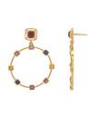 Ruuh Studios_Gold Plated Natural Amethyst Gemstone Embellished Hoops _Online_at_Aza_Fashions