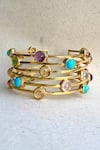Shop_Ruuh Studios_Gold Plated Crystals Multi Stone Studded Bangle _at_Aza_Fashions
