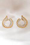Shop_Ruuh Studios_Gold Plated Stones Radiant Floral Pattern Studs _at_Aza_Fashions