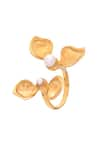 Ruuh Studios_Gold Plated Pearl Pahi Embellished Ring _Online_at_Aza_Fashions