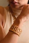 Shop_Ruuh Studios_Gold Plated Pearls Freshwater Embellished Bangle _at_Aza_Fashions
