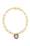 Buy_Ruuh Studios_Gold Plated Crystals Heart Charm Chain Link Bracelet _at_Aza_Fashions