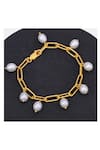 Buy_Ruuh Studios_Gold Plated Pearls Charm Bracelet _at_Aza_Fashions