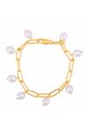 Shop_Ruuh Studios_Gold Plated Pearls Charm Bracelet _at_Aza_Fashions
